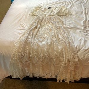 Aakaa M white off the shoulder lace dress